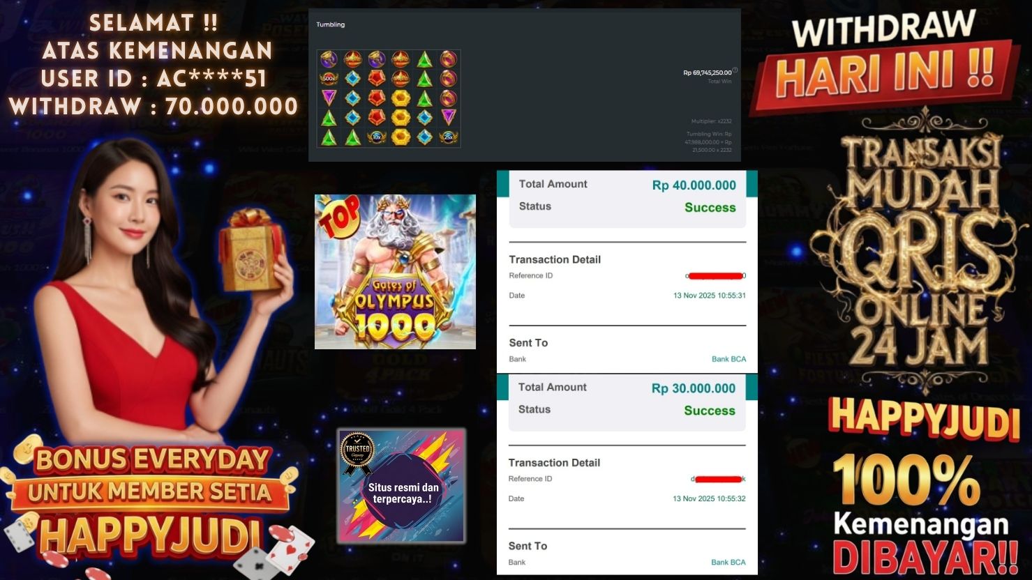 HAPPYJUDI JACKPOT SLOT GATES OF OLYMPUS 1000